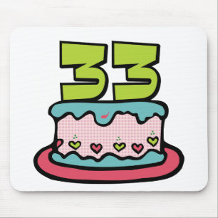Tapis De Souris Gâteau d'anniversaire de 33 ans