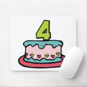 Tapis De Souris Gâteau d'anniversaire de 4 ans (Avec souris)