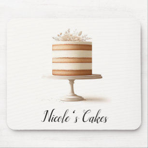 Tapis De Souris Gâteau Floral Blanc Élégant Cuisine Boulangerie