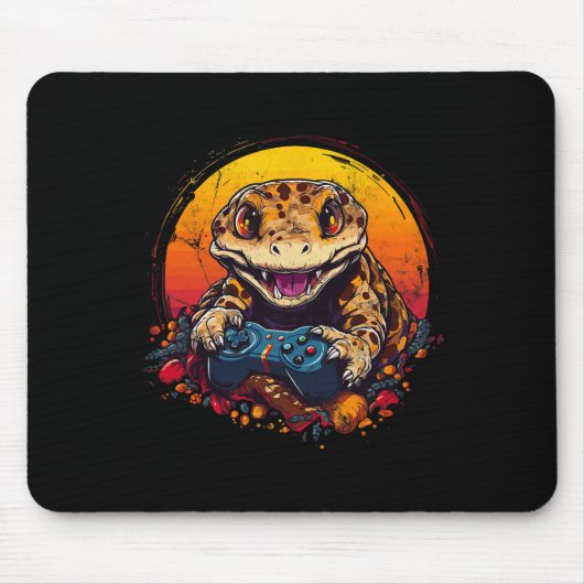 Tapis De Souris Gecko Jouer Jeu Vidéo Lizard & Reptiles Gam (Devant)