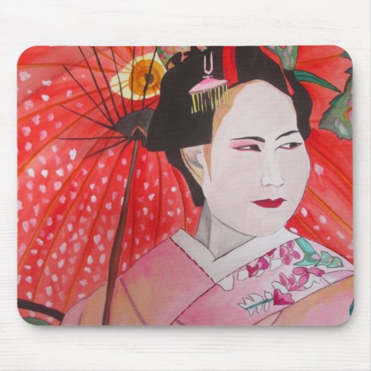 Tapis De Souris Geisha art avec parapluie rouge (Devant)