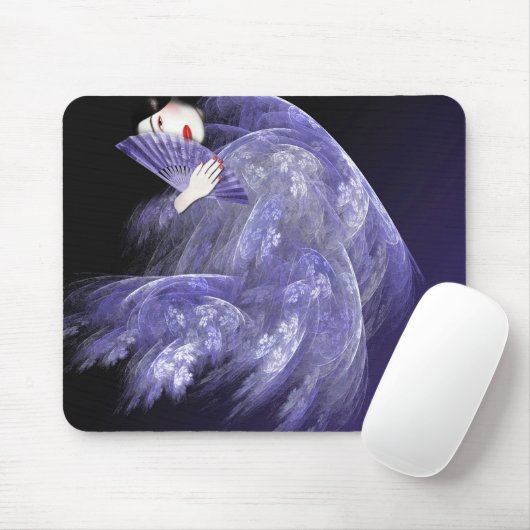 Tapis De Souris Geisha dans Mousepad bleu-foncé (Avec souris)