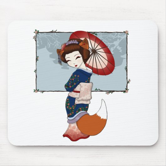Tapis De Souris Geisha Mousepad de Kitsune (Devant)