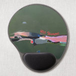 Tapis De Souris Gel Cadeau de l'enseignant Peinture Abstraite personna<br><div class="desc">Peinture abstraite verte avec nom de script de brosse en rouge</div>