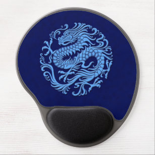 Tapis De Souris Gel Cercle chinois bleu traditionnel de dragon