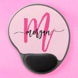 Tapis De Souris Gel Chaud rose moderne Script Girl Monogramme Nom<br><div class="desc">Ajoutez une pop de couleur à votre espace de travail avec notre Hot Pink Modern Script Girly Monogramme Nom de souris Pad! Doté d'un design rose vif et personnalisé avec votre nom dans un script moderne chic, ce pavé de souris mélange style et fonctionnalité. La surface lisse assure des mouvements...</div>