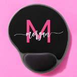 Tapis De Souris Gel Chaud rose noir moderne Script Girl Monogramme Nom<br><div class="desc">Ajoutez une pop de couleur à votre espace de travail avec notre Hot Pink Modern Script Girly Monogramme Nom de souris Pad! Doté d'un design rose vif et personnalisé avec votre nom dans un script moderne chic, ce pavé de souris mélange style et fonctionnalité. La surface lisse assure des mouvements...</div>