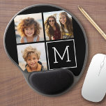 Tapis De Souris Gel Collage photo tendance noir et blanc avec Monogram<br><div class="desc">Utilisez 3 photos carrés pour créer un cadeau unique et personnel. Ou vous pouvez garder le chiot hipster et faire un gardien branché. Si vous avez besoin d'ajuster les images,  cliquez sur l'outil personnaliser pour apporter des modifications.</div>