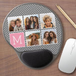 Tapis De Souris Gel Instagram gris et rose 5 Photo Collage Monogramme<br><div class="desc">Pastel and White Polka Dot Motif - Utilisez cinq photos carrés pour créer un cadeau unique et personnel. Ou vous pouvez garder le chiot hipster et faire un gardien branché. Si vous avez besoin d'ajuster les images,  cliquez sur l'outil personnaliser pour apporter des modifications.</div>