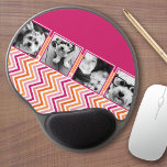 Tapis De Souris Gel Instagram Photo Collage Hot Pink Orange Chevrons<br><div class="desc">Une excellente façon d'afficher vos photos carrés à partir de votre compte en ligne. Un design amusant zig zag stripe souligne les photos.</div>