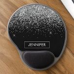 Tapis De Souris Gel Monogram Silver Glam Parties scintillant Nom de l'<br><div class="desc">Monogramme de Parties scintillant d'étincelle noire et d'argent et mousepad initial (Pad de souris). Cela rend le cadeau parfait pour 16 ans,  mariage,  douche nuptiale,  anniversaire,  baby shower ou bachelorette pour quelqu'un qui aime le luxe glam et les styles chic.</div>