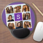 Tapis De Souris Gel Monogramme personnalisé Eggplant et collage photo<br><div class="desc">Vous pouvez utiliser des photos Instagram pour cette conception. Utilisez 8 photos carrés pour créer un cadeau unique et personnel. Ou vous pouvez garder le chiot hipster et faire un gardien branché. Si vous avez besoin d'ajuster les images,  cliquez sur l'outil personnaliser pour apporter des modifications.</div>