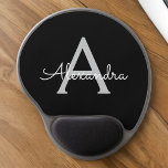 Tapis De Souris Gel Noir Argent moderne Script Girl Monogramme Nom<br><div class="desc">Monogramme argent et noir Ajoutez votre propre nom Mousepad (Pad souris). Cela rend le cadeau parfait pour 16 ans,  mariage,  douche nuptiale,  anniversaire,  baby shower ou bachelorette pour quelqu'un qui aime le luxe glam et les styles chic.</div>