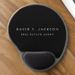 Tapis De Souris Gel Noir Blanc Moderne Élégant Classe Professionnelle<br><div class="desc">Custom Luxury Executive Black and White Minimalist Business Mousepad (Mouse Pad) avec typographie en lettres blanches pour le monogrammed ajoutez votre propre nom et profession ou titre de travail. Vous pouvez customiser la plaque de nom professionnel Business avec votre nom et le titre de votre emploi. Veuillez contacter le concepteur...</div>