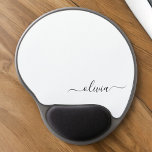 Tapis De Souris Gel Noir Blanc Script Monogramme Nom Moderne<br><div class="desc">Monogramme blanc et noir Ajoutez votre propre nom Mousepad (Mouse Pad). Cela rend le cadeau parfait pour 16 ans,  mariage,  douche nuptiale,  anniversaire,  baby shower ou bachelorette pour quelqu'un qui aime le luxe glam et les styles chic.</div>