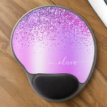 Tapis De Souris Gel Nom du monogramme métallique à Parties scintillant<br><div class="desc">Purple Faux Foil Parties scintillant d'étincelle métallique broyée Monogramme de métal brossé Nom et Mousepad initial (Pad de souris). Cela rend le cadeau parfait pour 16 ans,  mariage,  douche nuptiale,  anniversaire,  baby shower ou bachelorette pour quelqu'un qui aime le luxe glam et les styles chic.</div>