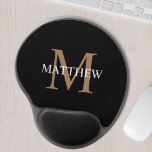 Tapis De Souris Gel Nom personnalisé Monogramme noir<br><div class="desc">Créez votre propre pavé de souris en gel rond noir personnalisé avec votre nom et votre monogramme personnalisés.</div>