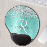 Tapis De Souris Gel Parties scintillant argentée turquoise en métal br<br><div class="desc">Personnalisez facilement ce design chic et branché de tapis de souris avec une jolie parties scintillant brillante en argent sur un arrière - plan métallique brossé turquoise.</div>