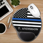 Tapis De Souris Gel Policier Personnalisé Ligne Bleue Mince<br><div class="desc">Pad à souris mince - Drapeau américain dans les couleurs du drapeau de la police, design moderne noir et bleu. Personnalisez avec le nom des policiers. Ce pavé de souris personnalisé est parfait pour les services de police. DROIT D'AUTEUR © 2020 Judy Burrows, Black Dog Art - Tous droits réservés....</div>