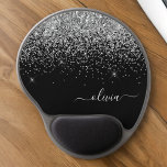 Tapis De Souris Gel Silver Black Girl Parties scintillant étincelante<br><div class="desc">Monogramme de Parties scintillant d'étincelle noire et d'argent et mousepad initial (Pad de souris). Cela rend le cadeau parfait pour 16 ans,  mariage,  douche nuptiale,  anniversaire,  baby shower ou bachelorette pour quelqu'un qui aime le luxe glam et les styles chic.</div>