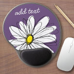 Tapis De Souris Gel Texte personnalisé marguerite mauve et jaune<br><div class="desc">Un morceau d'art zen et fantaisiste,  hipster. Vous pouvez ajouter un nom,  un monogramme ou un autre texte personnalisé. Si vous avez besoin de déplacer l'art autour,  cliquez sur le bouton personnaliser pour apporter des modifications.</div>