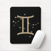Tapis De Souris Gemini constellation d'astrologie noir et or faux (Avec souris)