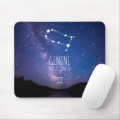 Tapis De Souris Gemini | Constellation Zodiaque personnalisée (Avec souris)