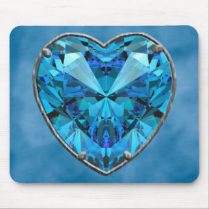 Tapis De Souris Gemme de cœur bleu