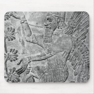 Tapis De Souris Génie à ailes adorant l'arbre sacré