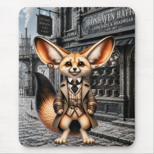 Tapis De Souris Gentleman Fennec Renard Steampunk à la Chapeaute