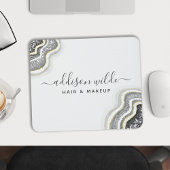 Tapis De Souris Géode d'agate à paillettes noir et blanc Luxe Chic