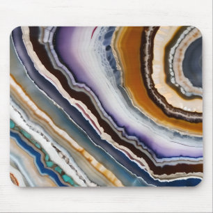 Tapis De Souris Géode d'Agate de Terracotta Bleu noir Lilac