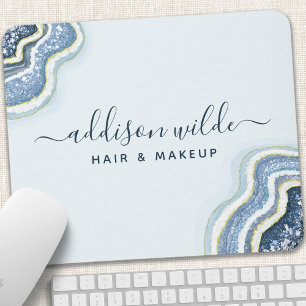 Tapis De Souris Géode d'agate pailletée bleue Luxe Chic