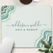 Tapis De Souris Géode d'agate pailletée de sarcelle Luxe Chic