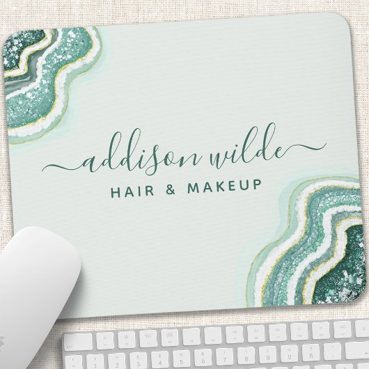 Tapis De Souris Géode d'agate pailletée de sarcelle Luxe Chic