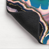 Tapis De Souris Géode d'Agate Turquoise Blanc Bleu Noir Rose (Coin)
