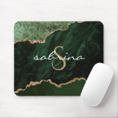 Tapis De Souris Géode d'agate verte Monogramme (Avec souris)