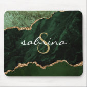 Tapis De Souris Géode d'agate verte Monogramme (Devant)
