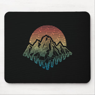 Tapis De Souris Géométrie Montagnes Extérieur Rétro Camping Randon