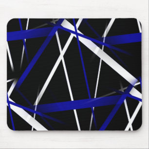 Tapis De Souris Géométrie Urbaine Noir Blanc Bleu Royal