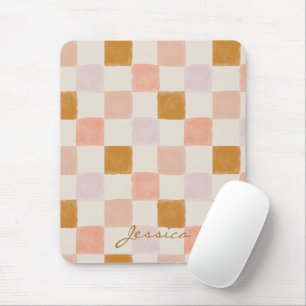 Tapis de souris géométrique rose marron beige élég