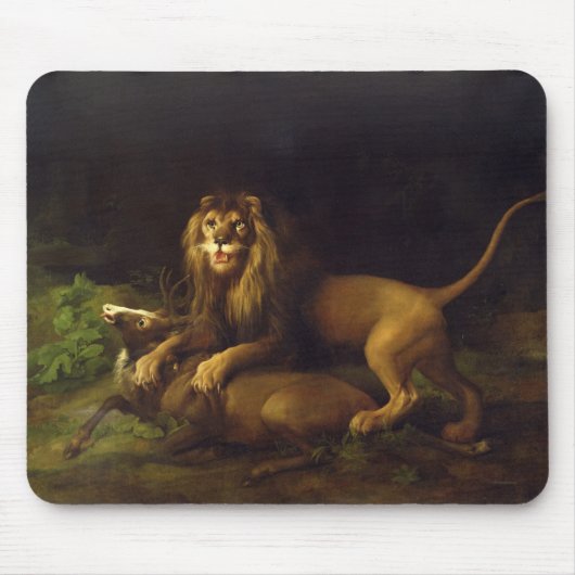 Tapis De Souris George Stubbs | un lion attaquant un mâle, c.1765 (Devant)