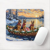 Tapis De Souris German Shepherd Christmas Boat Holiday (Avec souris)