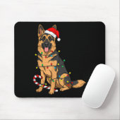 Tapis De Souris German Shepherd Dog Christmas Lights Xmas Pet Dog  (Avec souris)