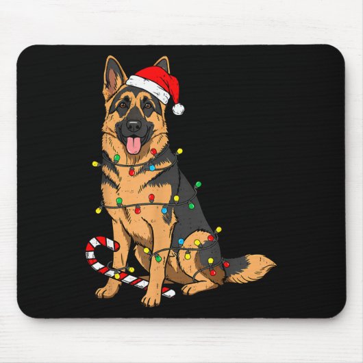 Tapis De Souris German Shepherd Dog Christmas Lights Xmas Pet Dog  (Devant)