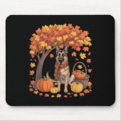 Tapis De Souris German Shepherd Dog Fall Scarf Pumpkin Autumn Than (Devant)