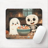 Tapis De Souris Ghost mignon & Squelette avec bol à bonbons - Mous (Avec souris)