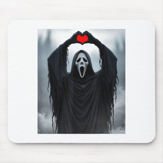 Tapis De Souris Ghost Red Heart Hands Y Face Halloween Valentines  (Devant)