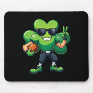 Tapis De Souris Gif drôle de Saint-Patrick Trèfle jouant au footba