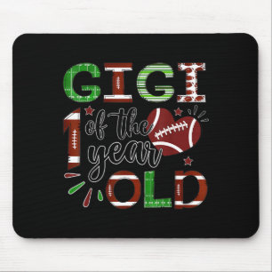 Tapis De Souris Gigi du garçon de 1 an de football 1er anniversair